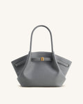 Bolso tote mediano JW PEI Hana en gris pizarra, vista frontal mostrando el diseño elegante y asa robusta.