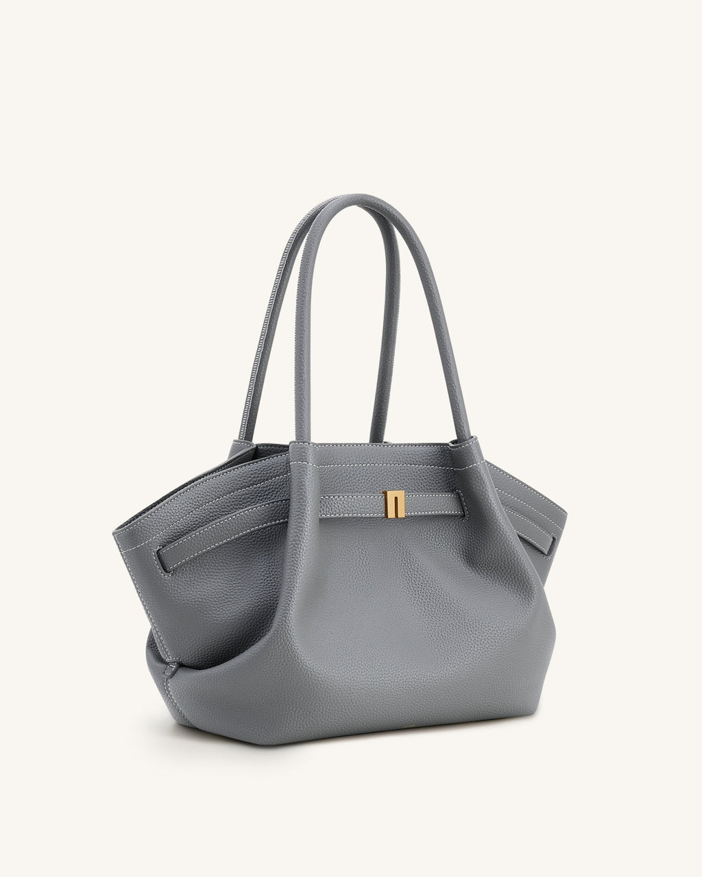 Bolsa tote mediana Hana de JW PEI en gris pizarra, vista lateral, con diseño elegante y moderno para uso diario.