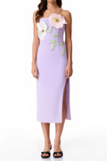 Jacqueline Purple Floral Appliqué Midi Dress
