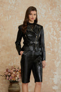 Jagoda Black Leather Jacket & Trousers Set