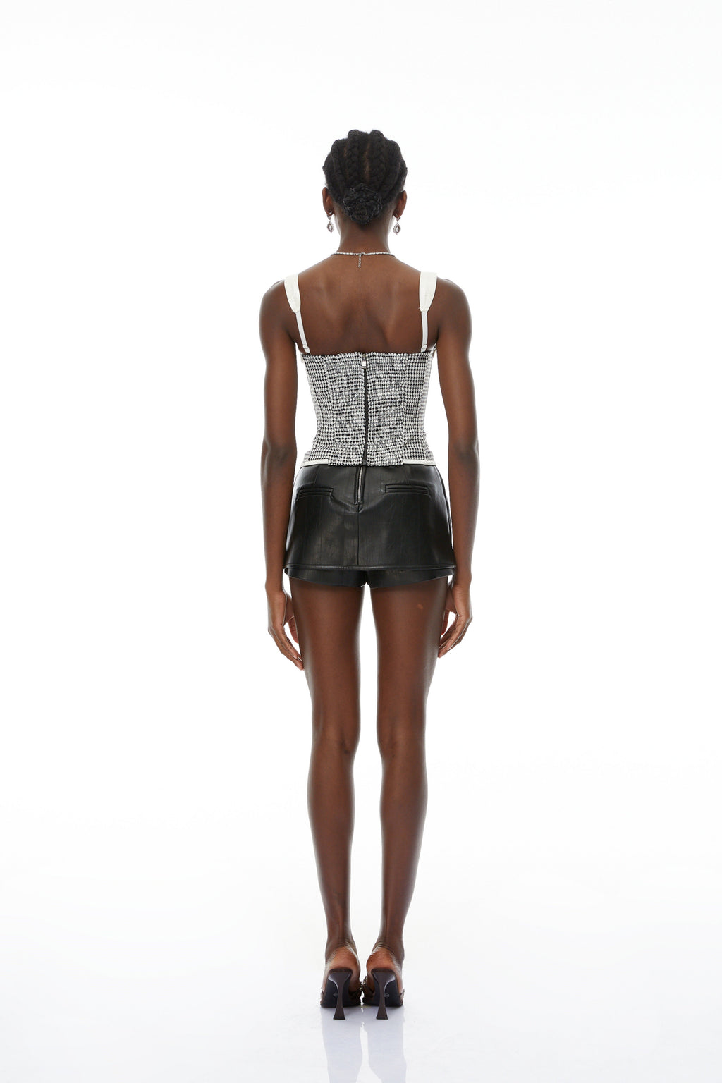 Jana Color Block Houndstooth Corset Top