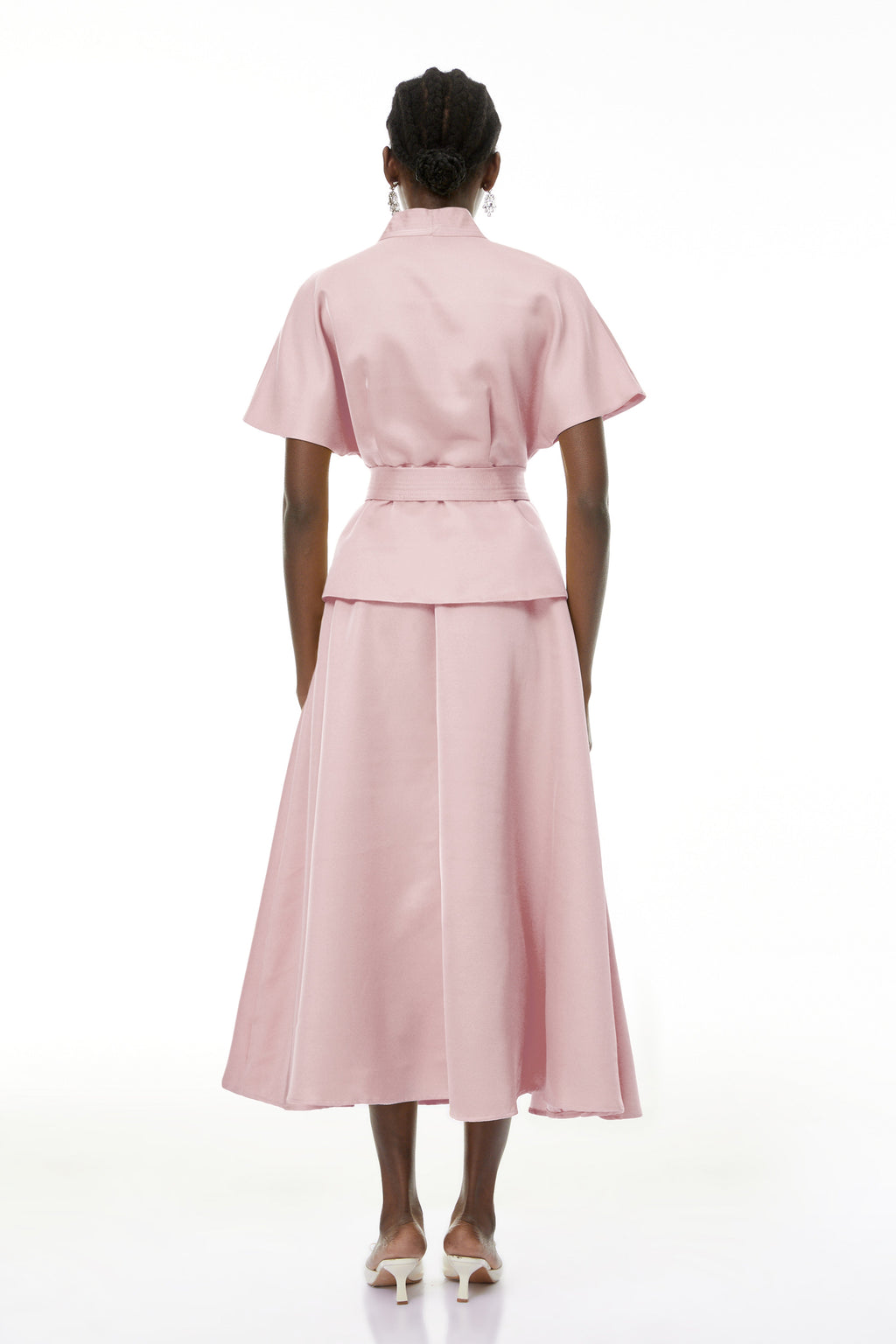 Johanna Pink Self-Tie Blouse & Skirt Set