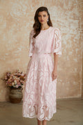 Joséphine Pink Embroidered Blouse & Skirt Set