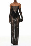 Vestido maxi negro Josie de MRTokyo con detalle de lazo en la parte superior y falda larga, elegante y moderna.