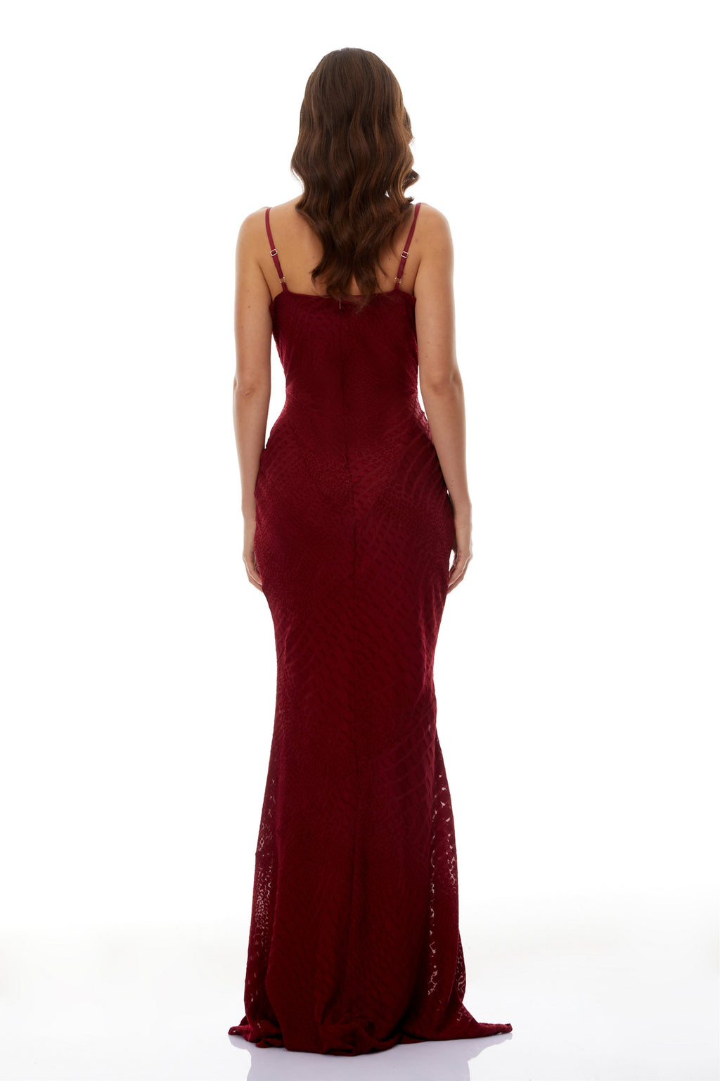Judith Burgundy Mock Croc Maxi Dress