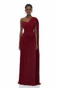 Katrin Red One Shoulder Ruched Maxi Dress