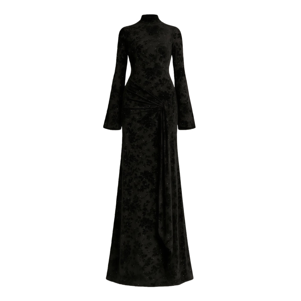 Kgothatso Black Embellished Floral Sheer Maxi Dress