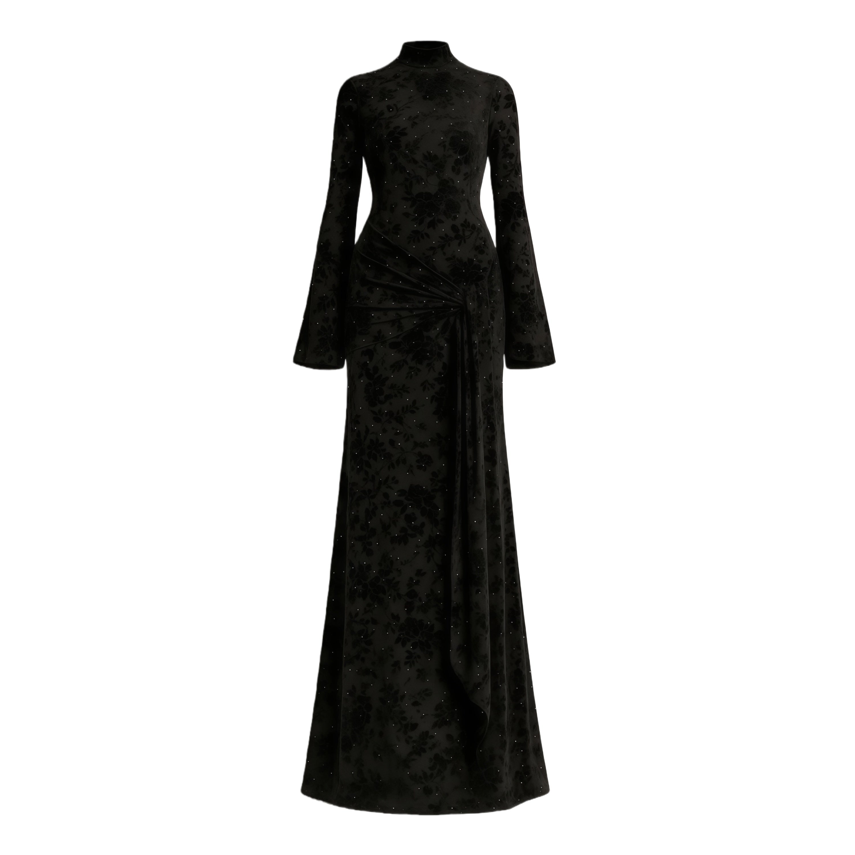Kgothatso Black Embellished Floral Sheer Maxi Dress