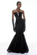 Letiția Black Halterneck Mermaid Maxi Dress