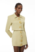 Lovisa Green Decroative Button Shirt & Skirt Set