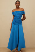 Amélie Blue Off-Shoulder Ruched Maxi Dress (Final Sale)