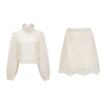 Eulalie Cream White Lace Blouse & Skirt Set