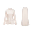 Conjunto de blusa de cuello alto neutral y falda sirena de Bridal, elegante conjunto para ocasiones especiales.