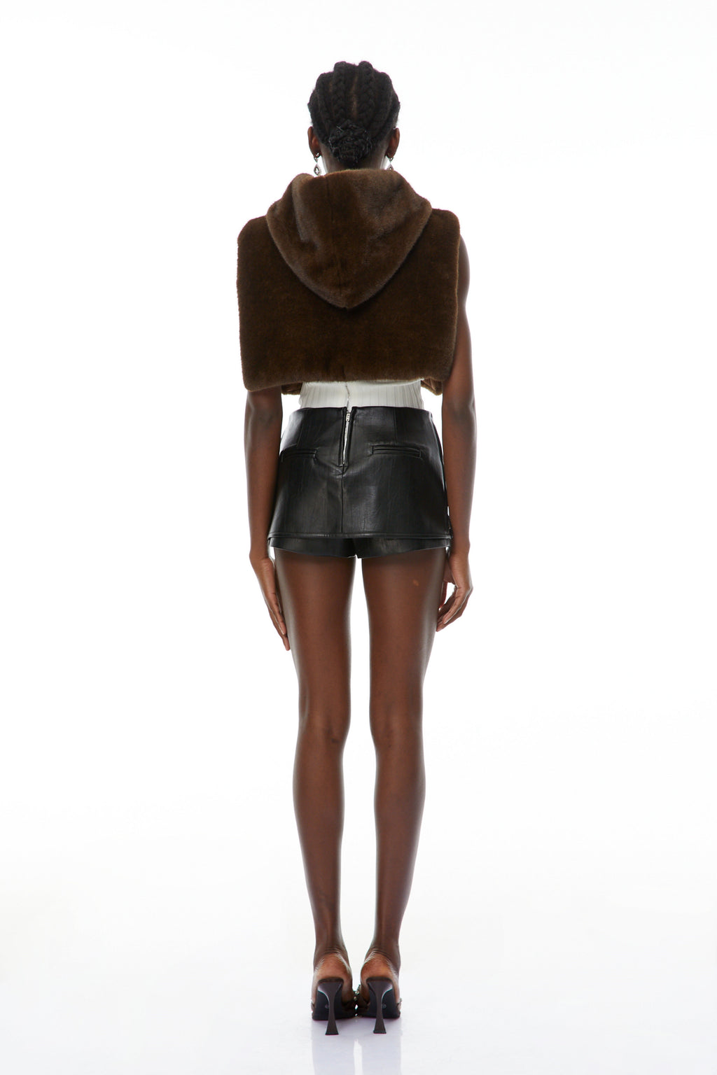 Marina Brown Fur Hooded Shawl