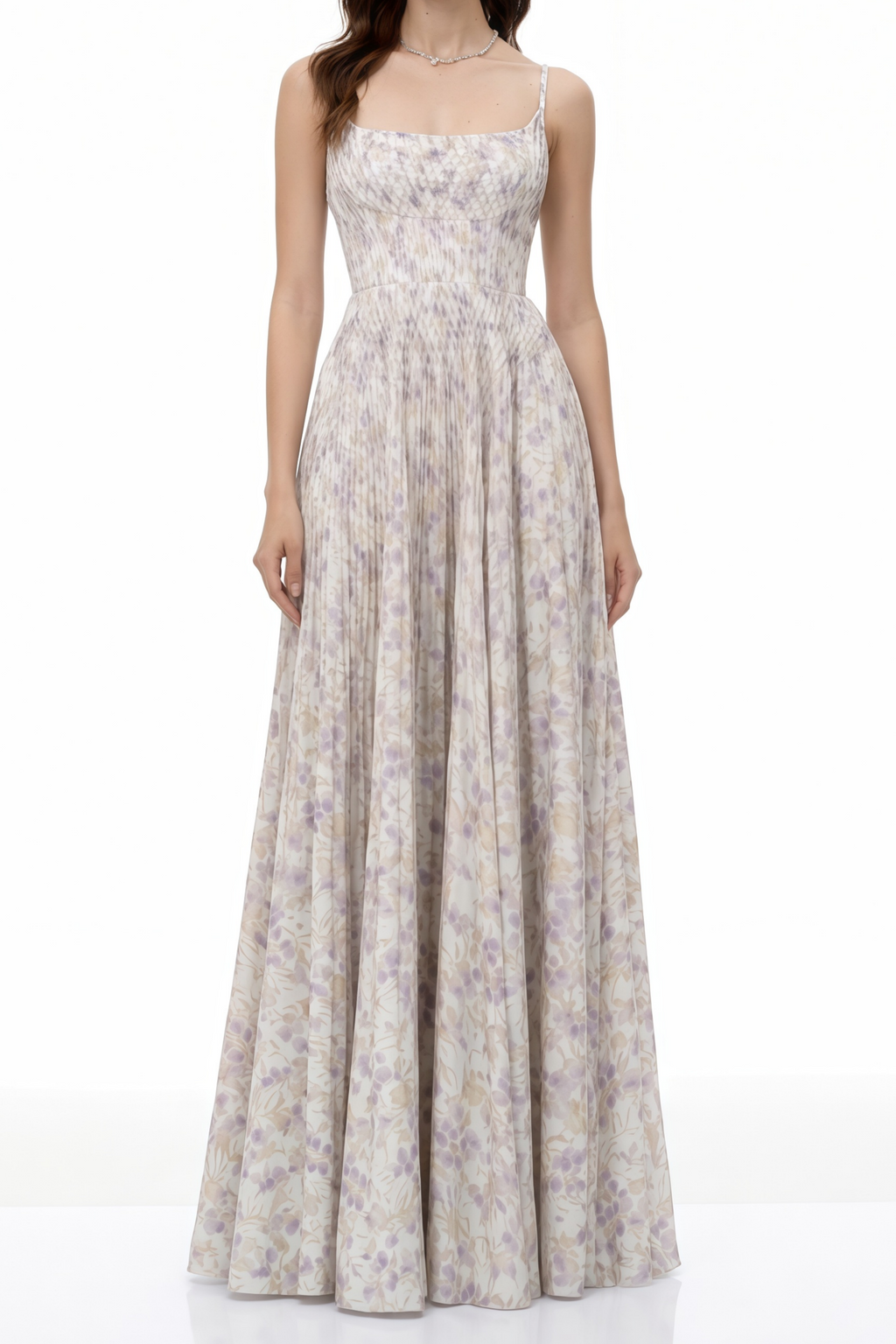 Mckensie Whie Floral Ruched Maxi Dress