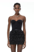 Melanie Black Sequin Lace Top & Skirt Set