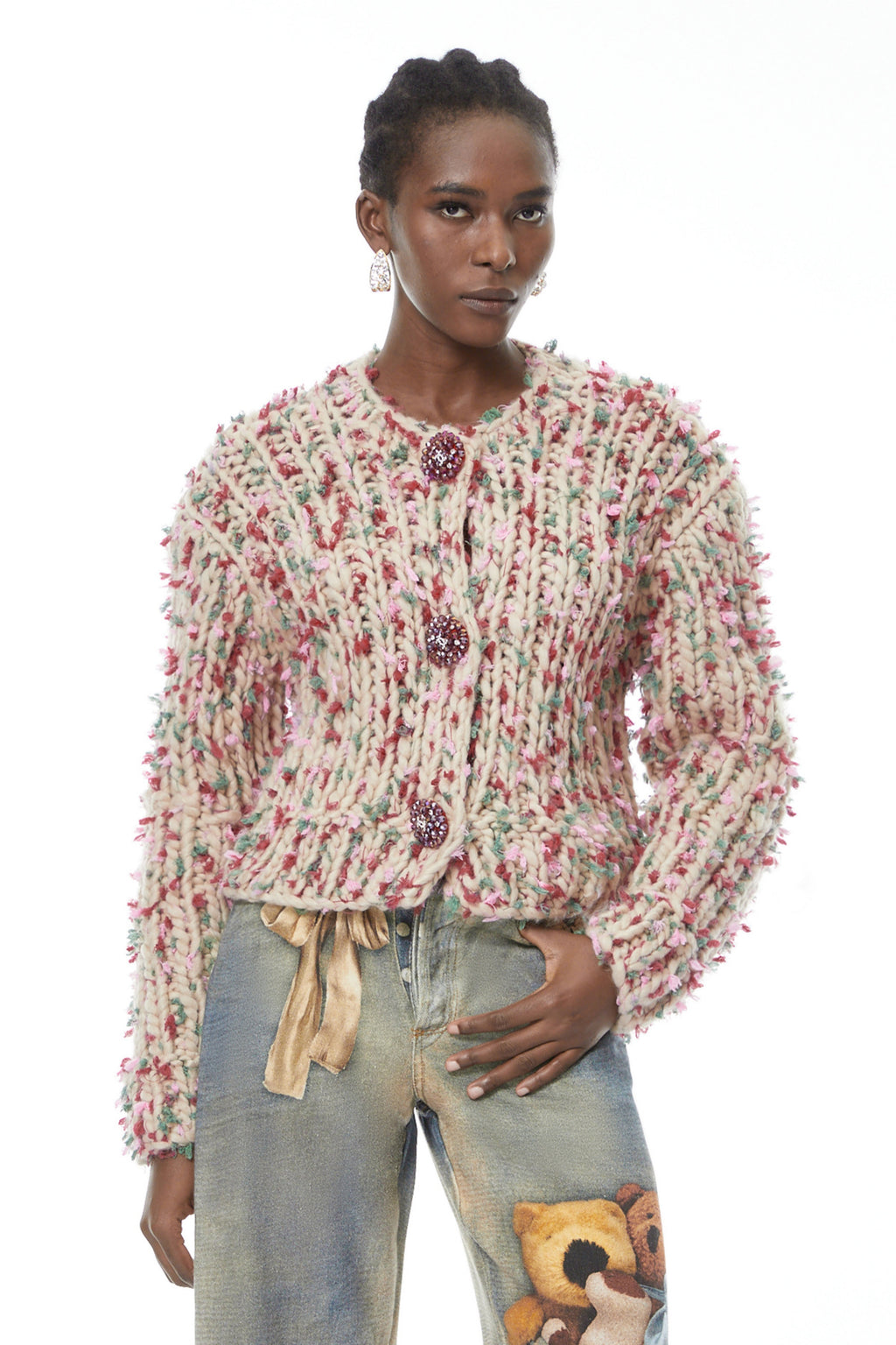 Mélisande Neutral Floral Knit Sweater