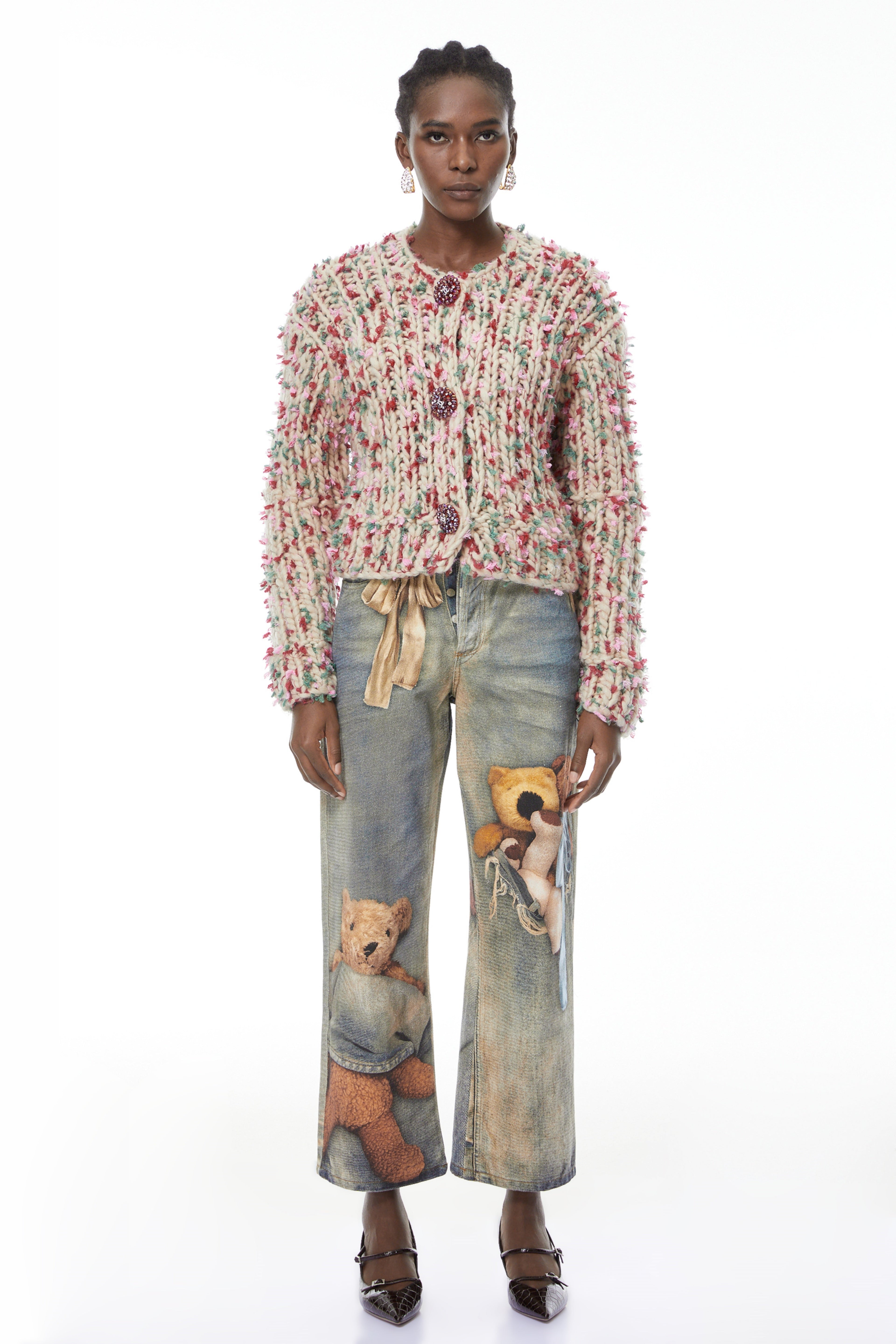Mélisande Neutral Floral Knit Sweater