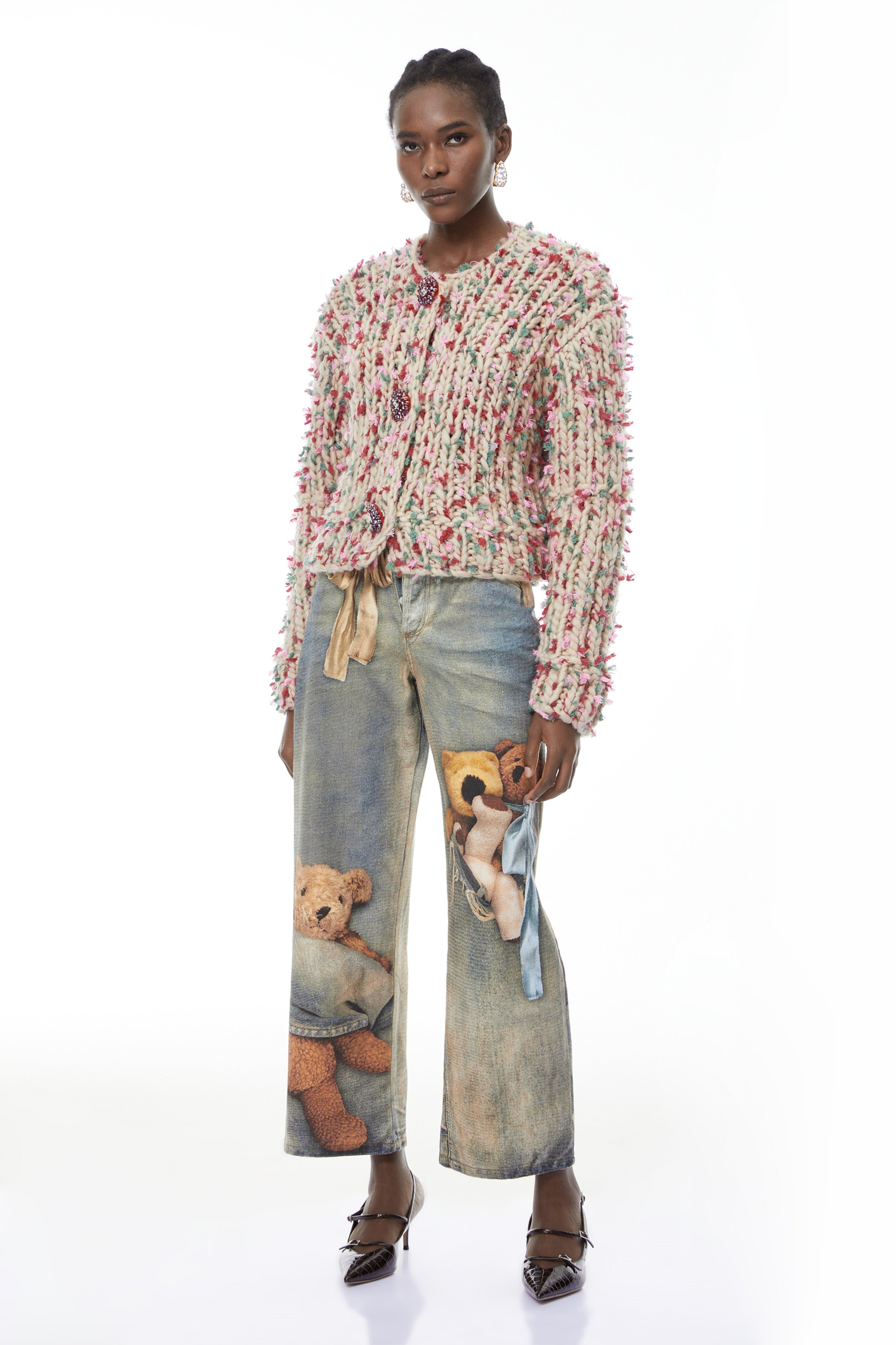 Mélisande Neutral Floral Knit Sweater