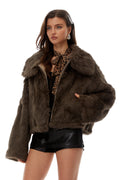 Nevaeh Khaki Fur Trim Coat