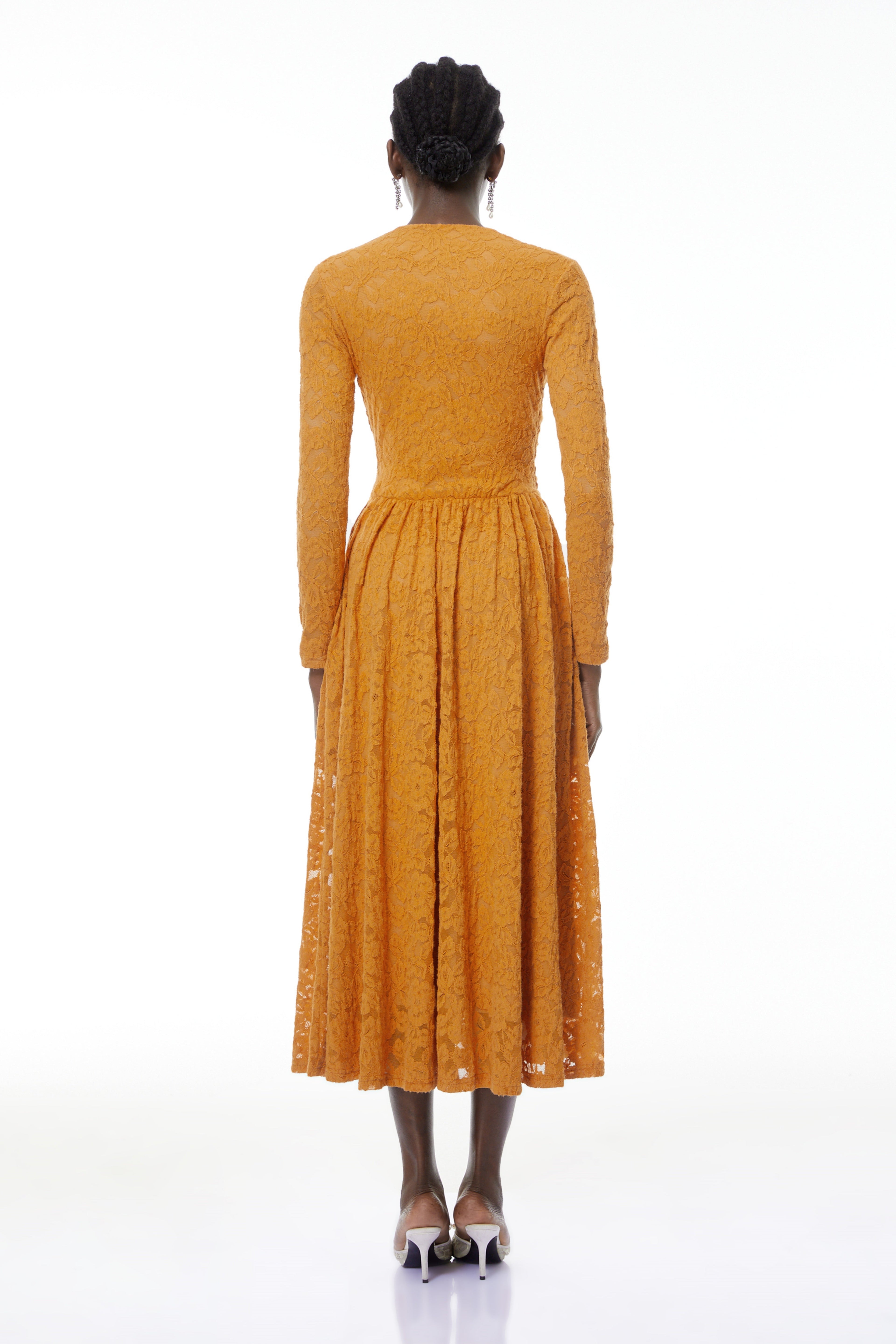 Posie Yellow Floral Lace Ruched Maxi Dress