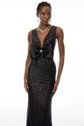 Raelynn Black Deep V-Neck Bodycon Maxi Dress