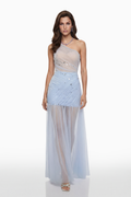 Renee Blue Tulle Maxi Dress with Embellishment