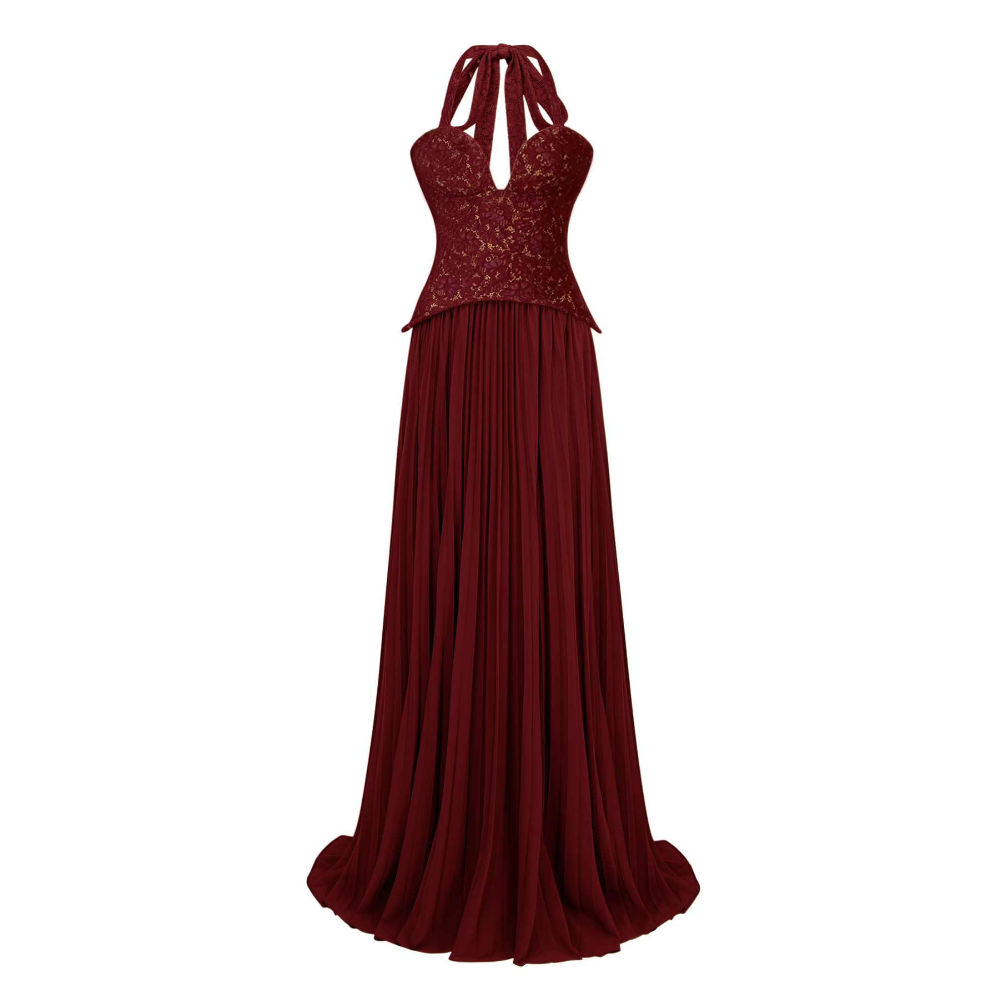 Vestido de novia Ronja Ruby Red con corsé ajustado y falda larga, en color rojo brillante, estilo elegante y sofisticado.