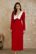 Rorie Red Double-Breasted Blazer Midi Dress