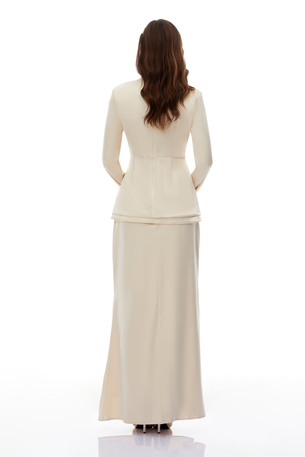 Roxanne Neutral Mock Neck Blouse & Mermaid Skirt Set