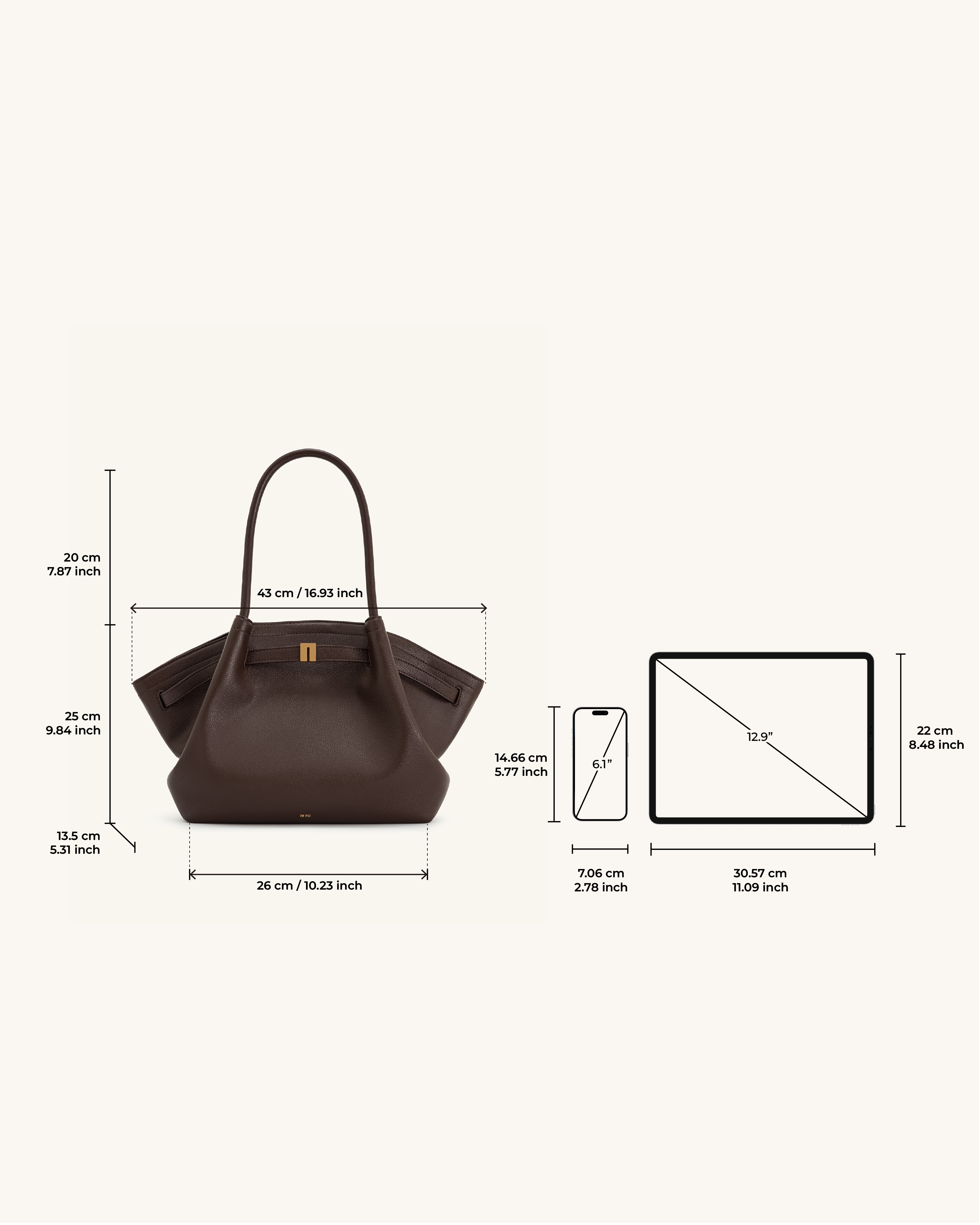 Hana Medium Tote Bag – Brown Canvas - Angela Puerto