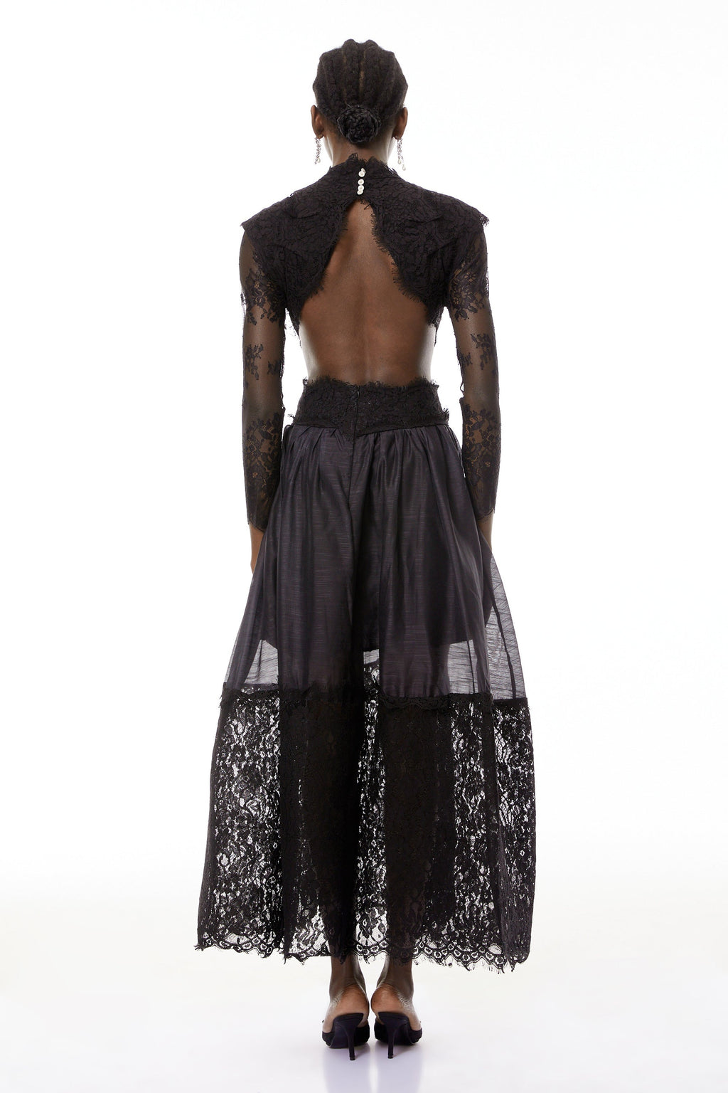 Vanessa Black Sheer Lace Maxi Dress