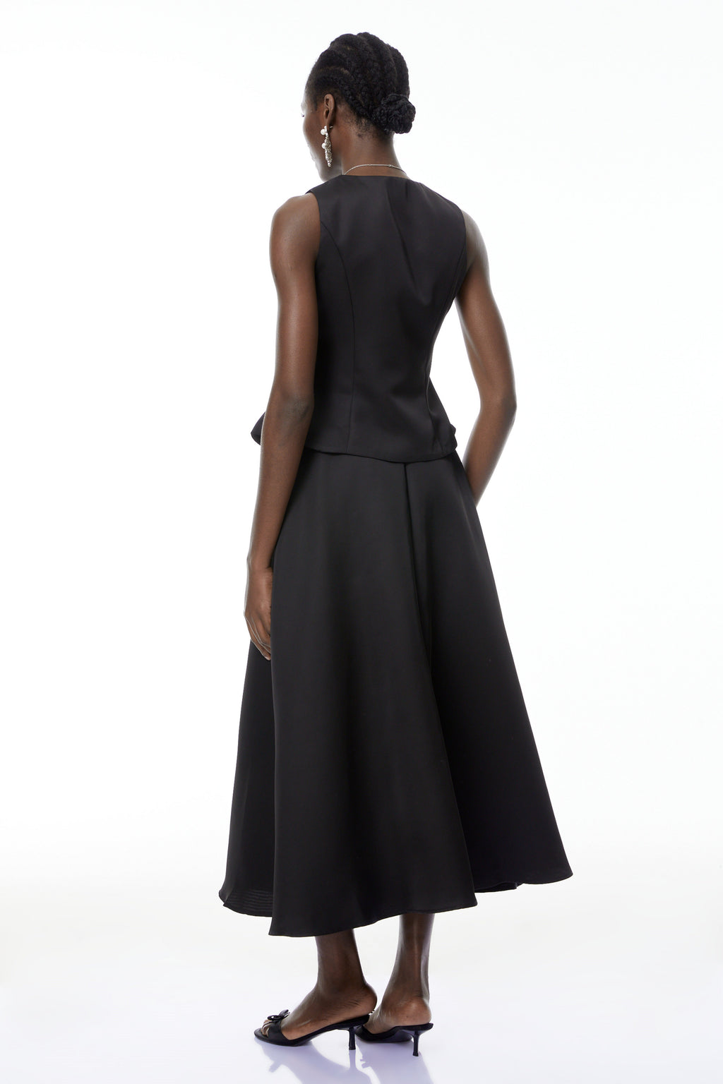 Wilhelmine Black Embellished Top & Skirt Set