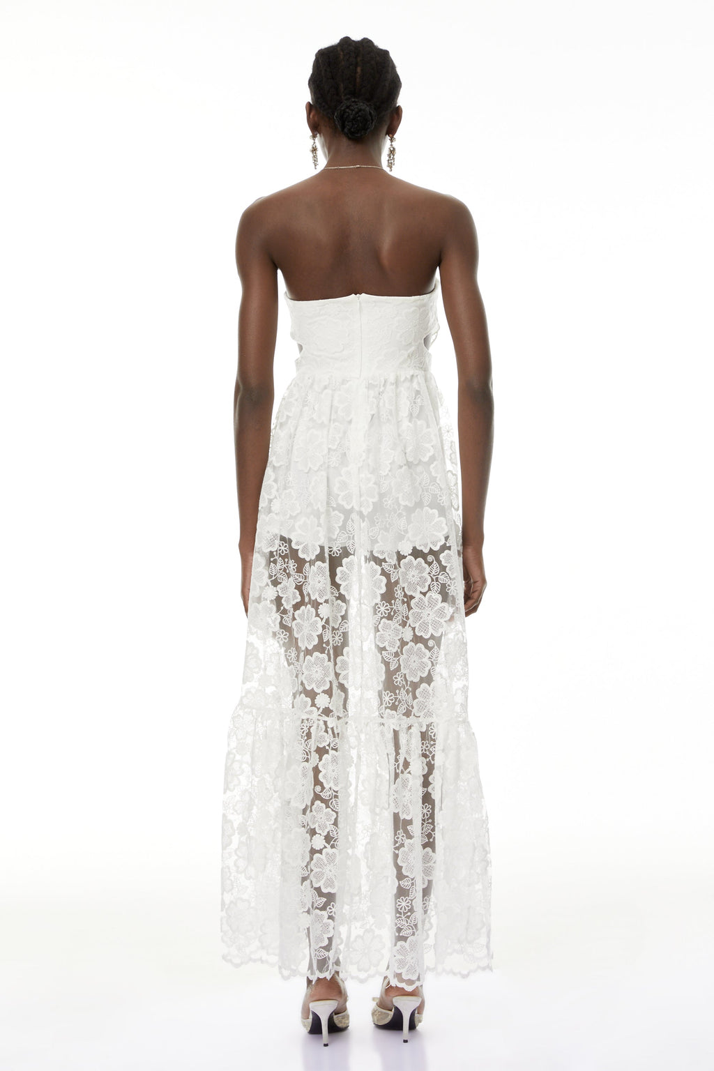 Zinhle White Cut-Out Floral Lace Maxi Dress