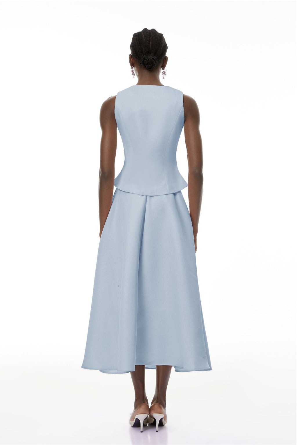 Wilhelmine Blue Embellished Top & Skirt Set