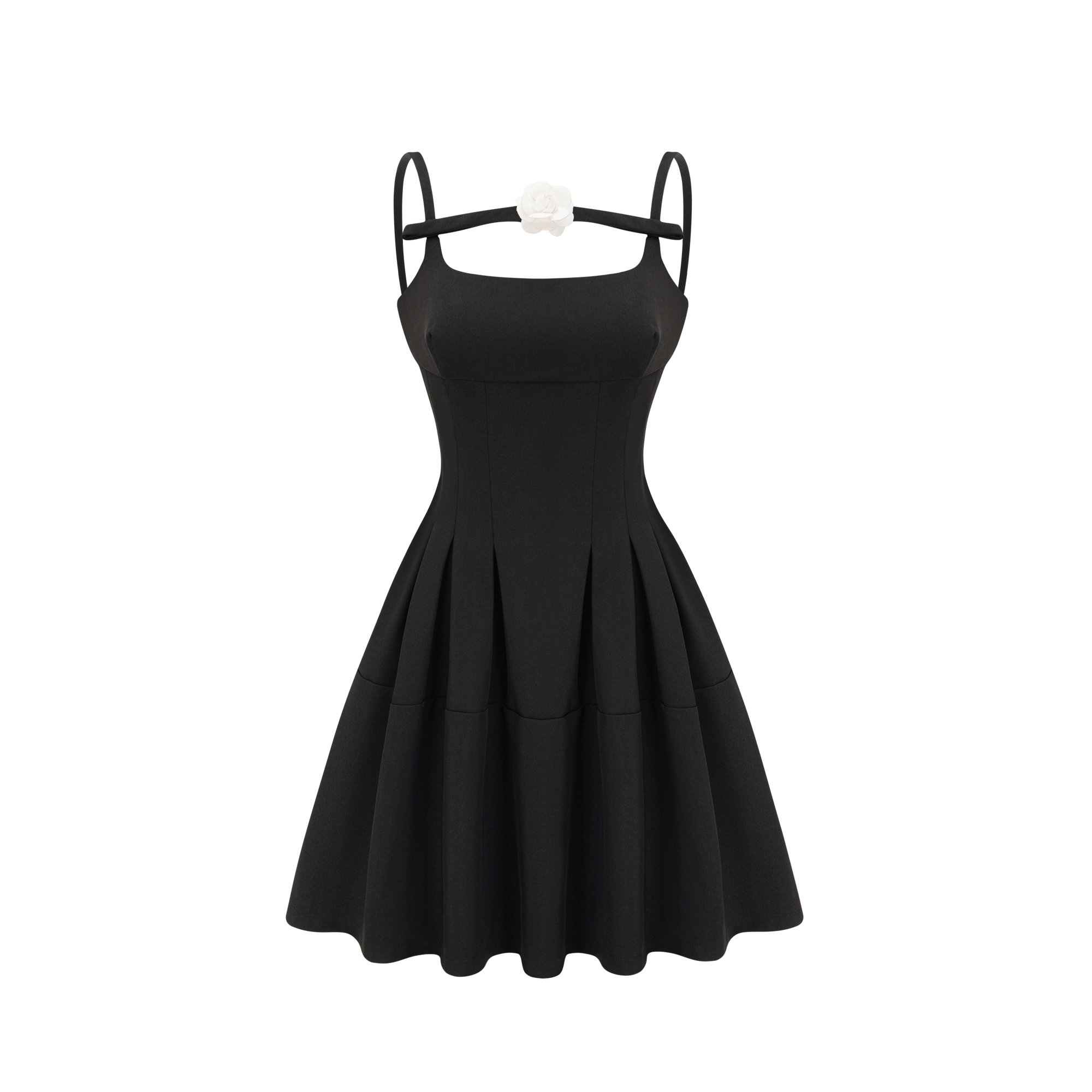 Vestido mini plisado negro de la marca Final Sale, con diseño elegante y detalles en la tela.