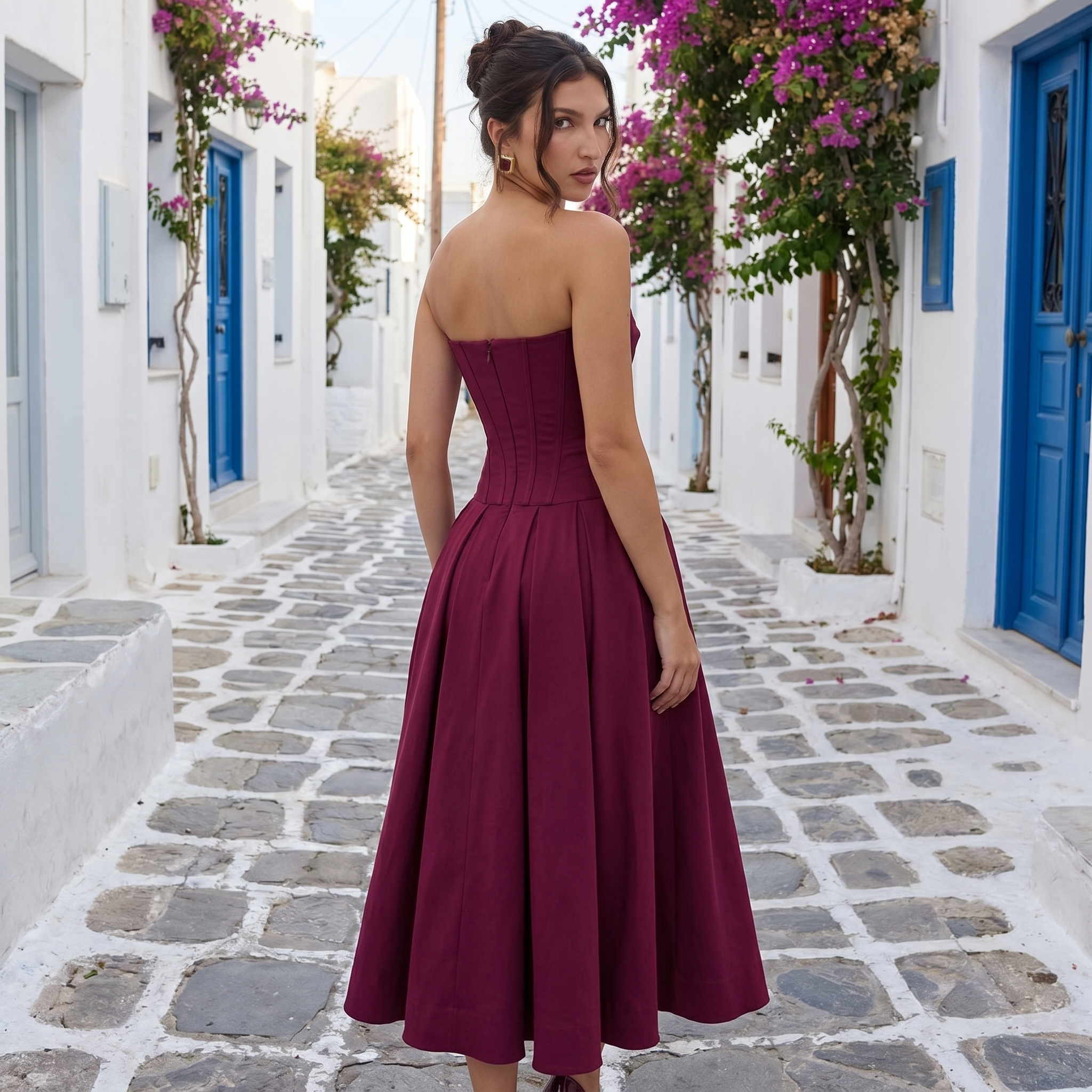Vestido elegante Ophelia de estilo Old Money de la marca DION NOIR, con diseño sofisticado y detalles refinados.