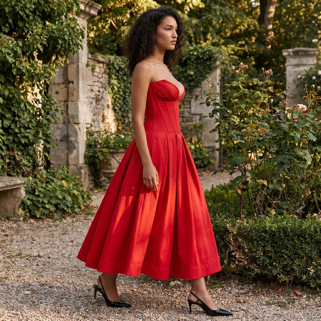 Vestido elegante Ophelia en estilo Old Money de DION NOIR, con detalles sofisticados y corte clásico en la imagen.