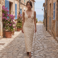 Vestido largo de fiesta DION NOIR Arelith Glamour con estampado floral para invitadas de boda, con corte en línea A y estilo elegante