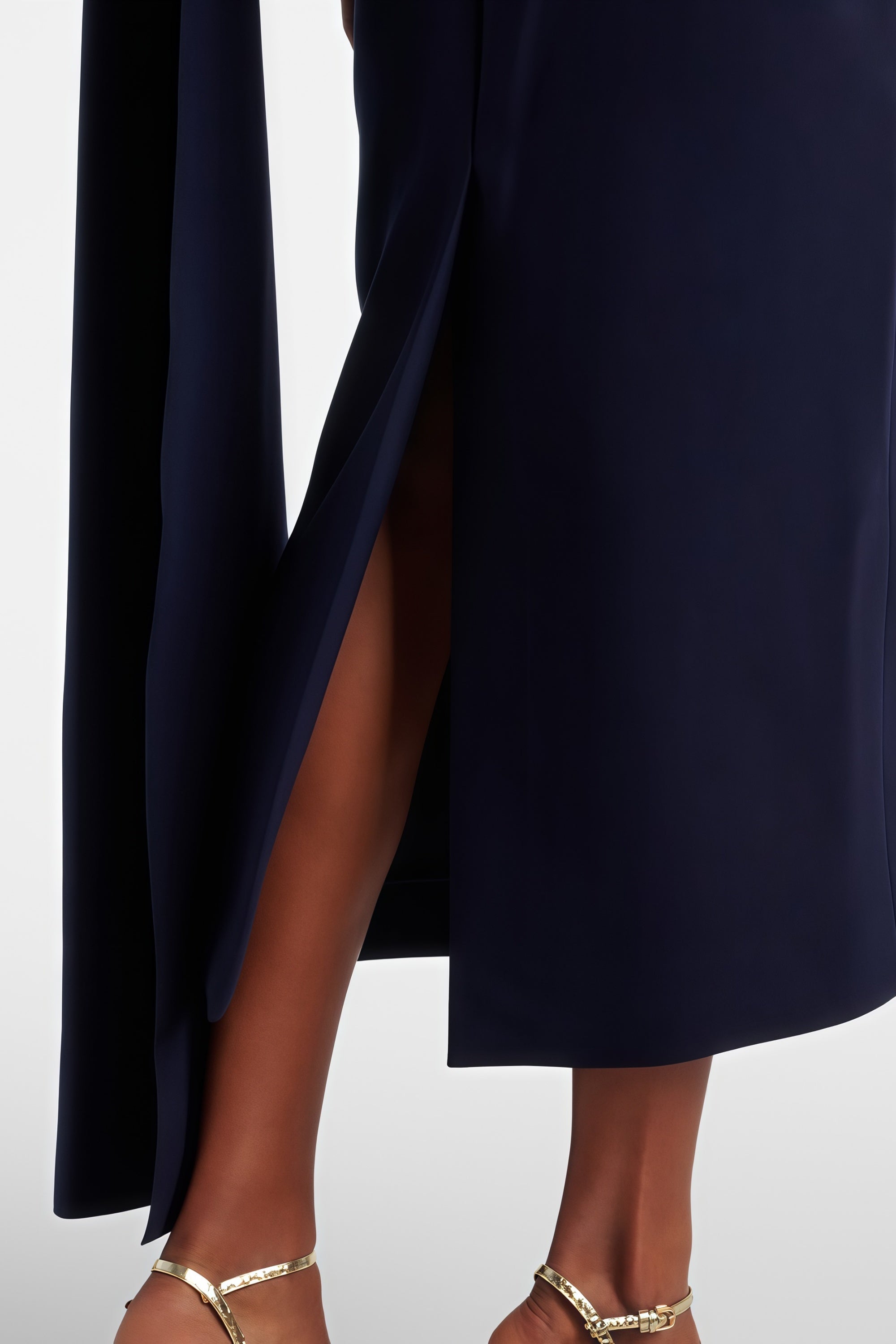 Melokuhle Navy Blue Ribbon Design Midi Dress