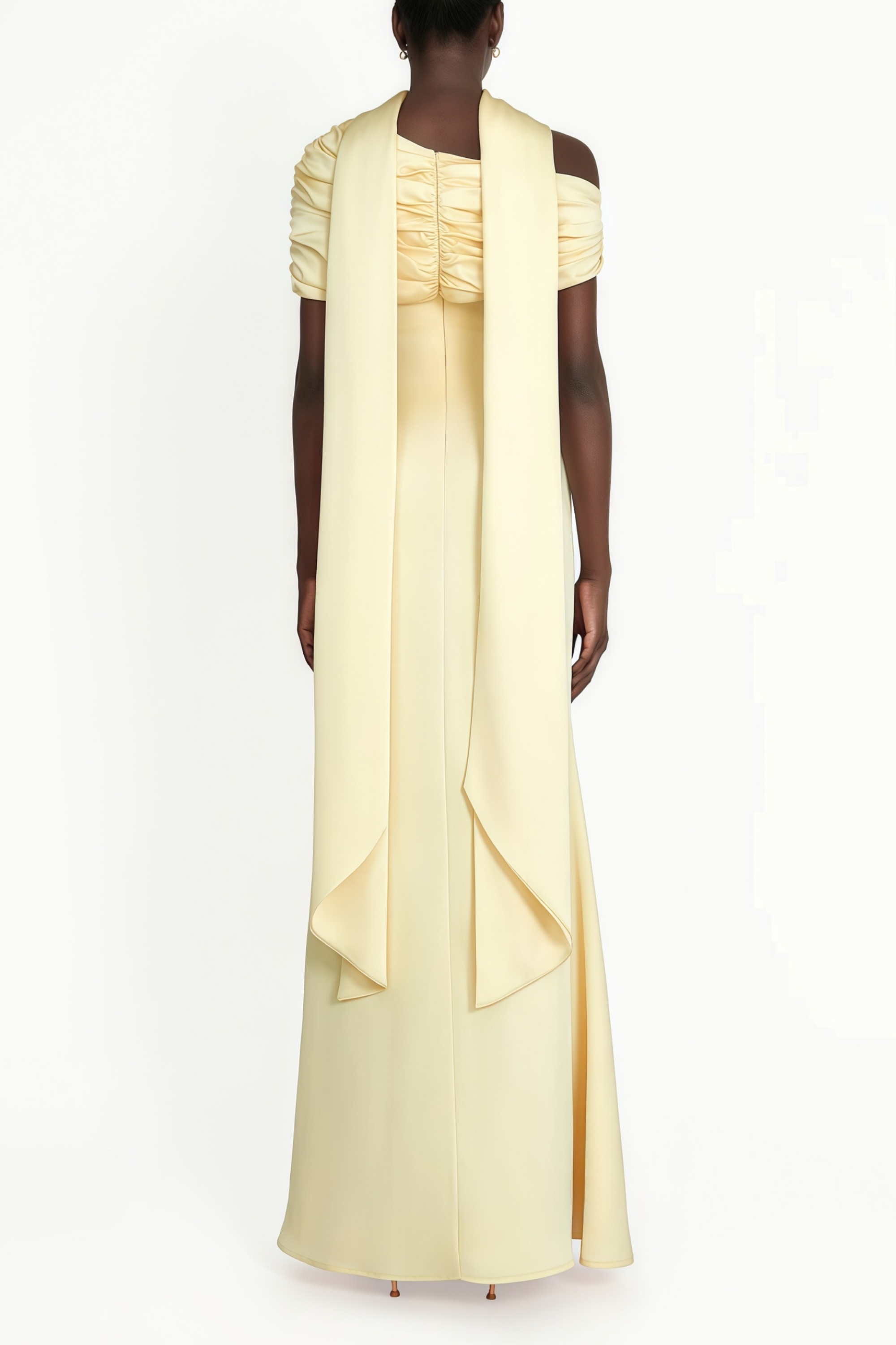 Benedetta Yellow One Shoulder Satin Maxi Dress(Final Sale-US Only)