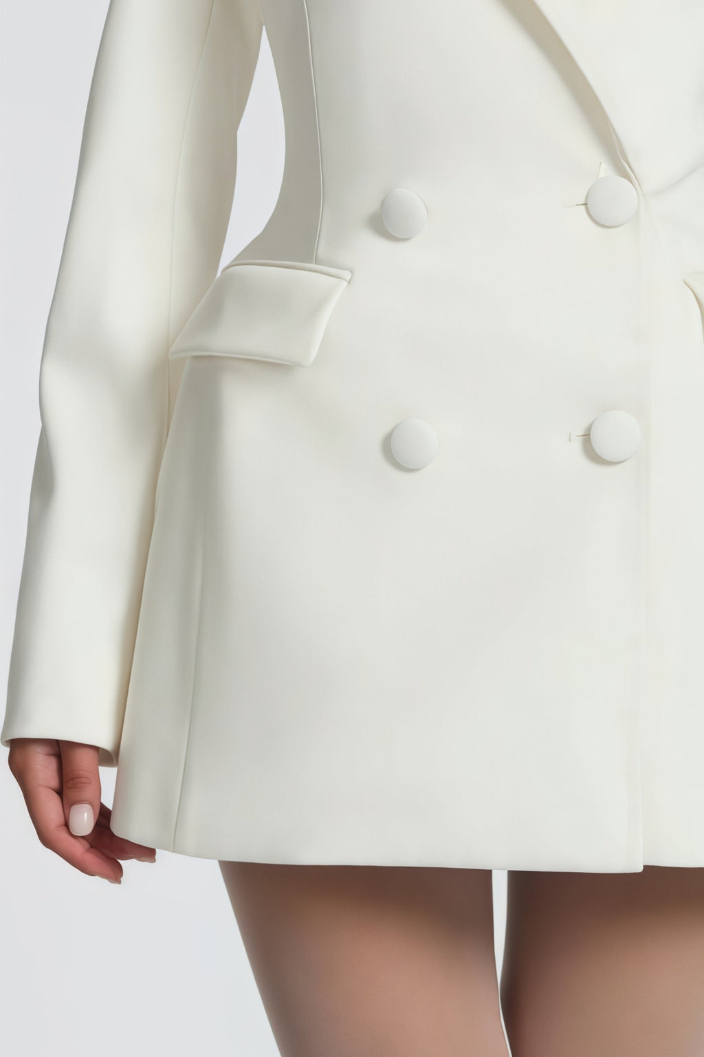 Osanne White Double Breasted Blazer Mini Dress