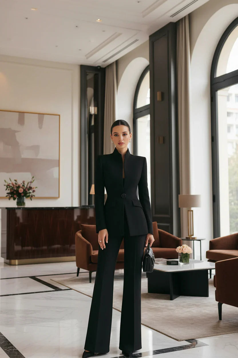 GIA | Conjunto de blazer entallado y pantalón palazzo - Angela Puerto