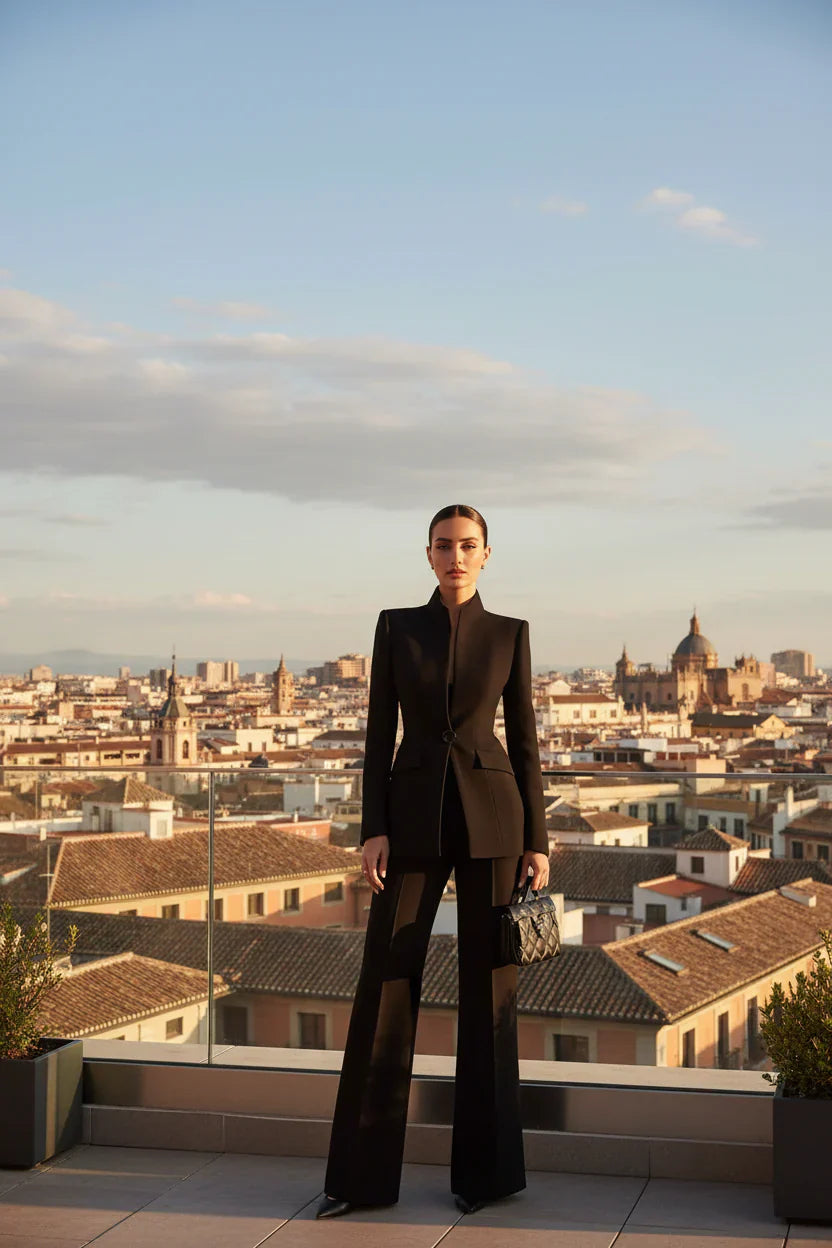 GIA | Conjunto de blazer entallado y pantalón palazzo - Angela Puerto