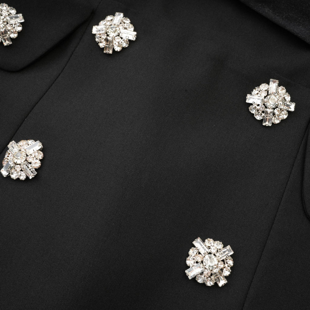 Mealla black crystal-button flared mini dress (Final Sale-US Only)