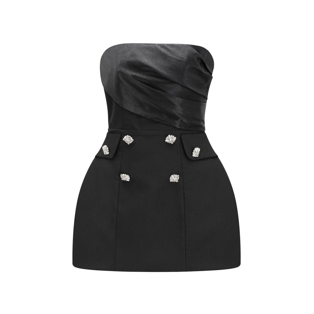 Mealla black crystal-button flared mini dress (Final Sale-US Only)
