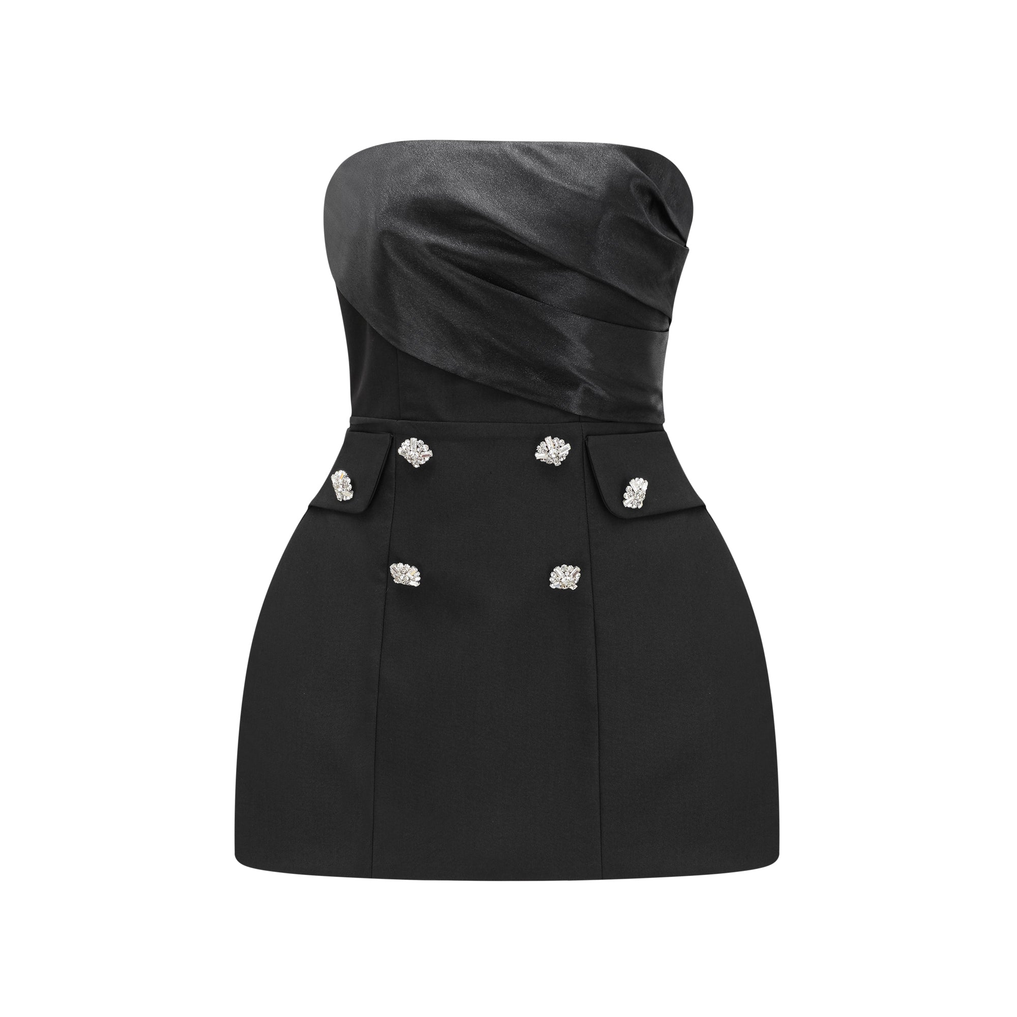 Mealla black crystal-button flared mini dress (Final Sale-US Only)