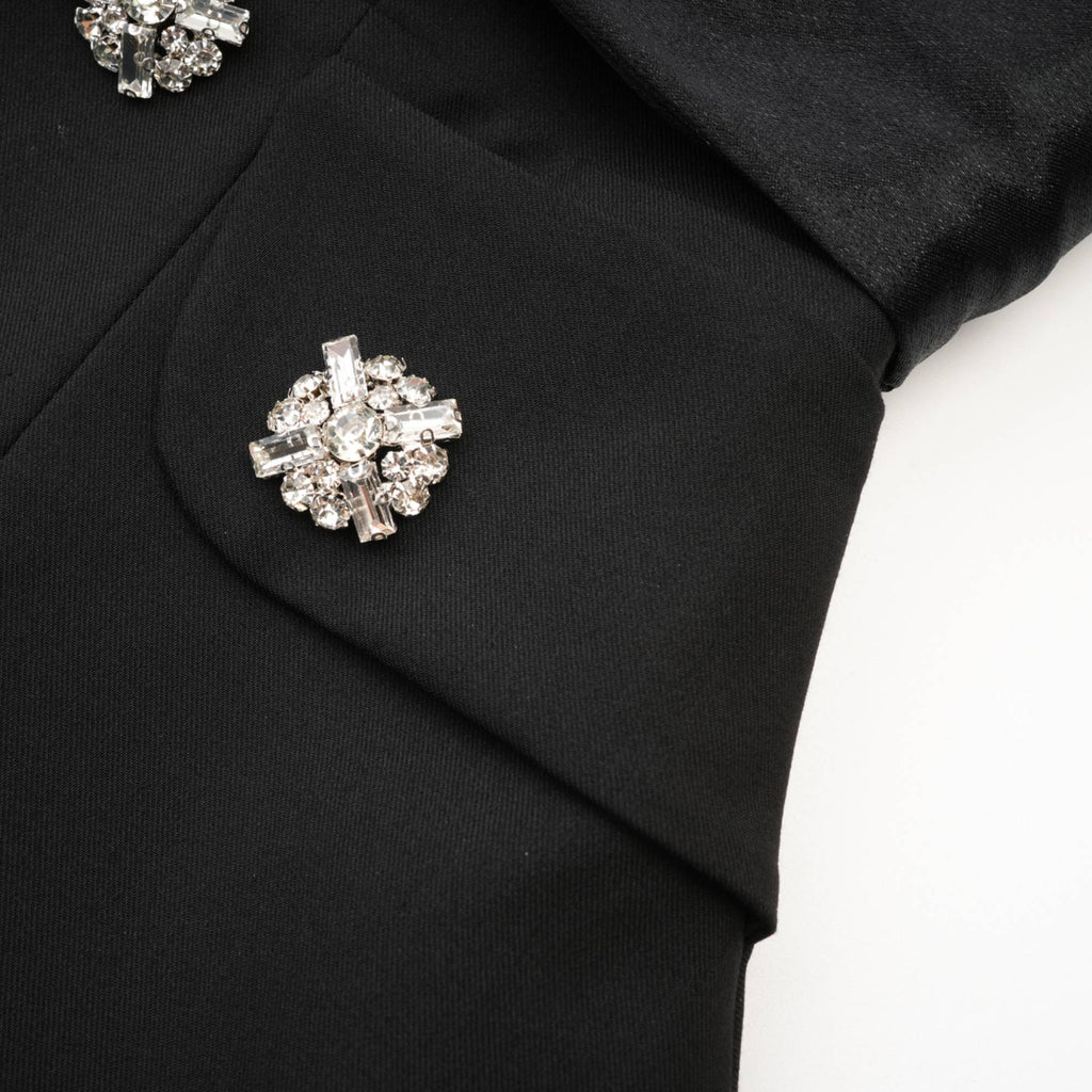 Mealla black crystal-button flared mini dress (Final Sale-US Only)