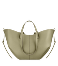 Bolso de mano Polène Cyme Tilo Piel Granulada, vista frontal del diseño elegante y texturizado en piel.
