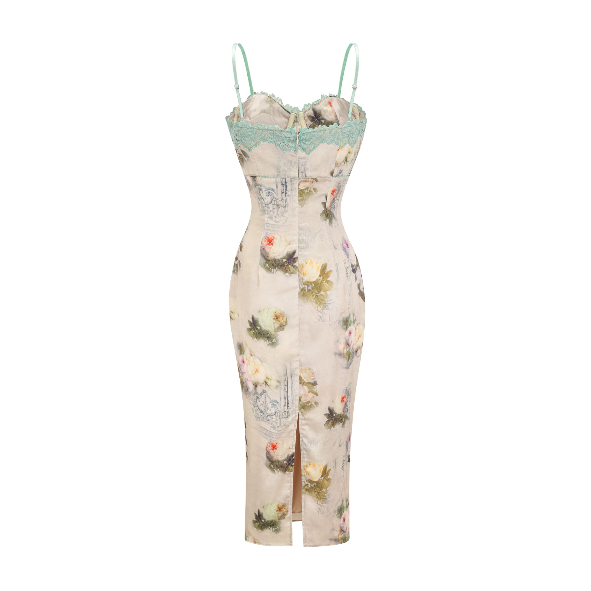 Vestido midi de encaje y estampado floral Sanne de Final Sale, con detalles delicados y diseño elegante en la imagen.
